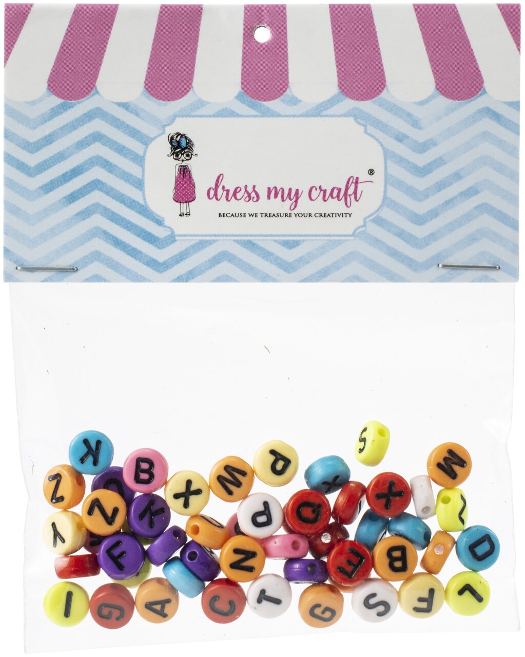 Dress My Craft Round Letter Beads 50/Pkg-Assorted Colors
